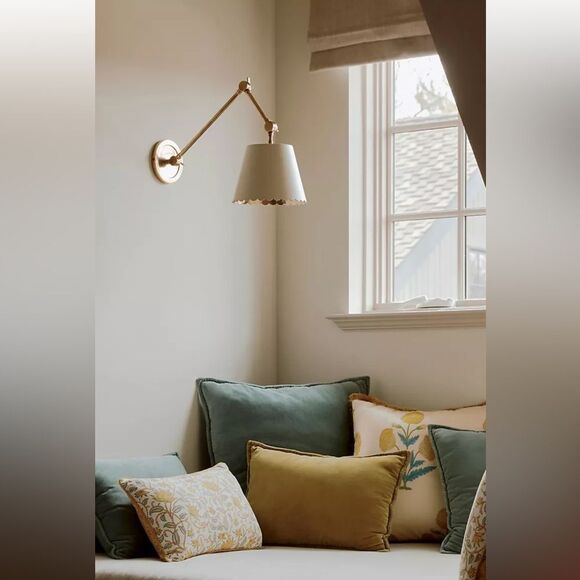 Anthropologie Other - Anthropologie Roberta Scalloped Leather Task Sconce Wall Light